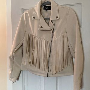 Faux Suede Fringe Moto Jacket